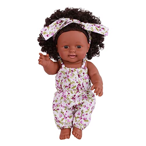 Qsvbeeqj Wiedergeborenes Schwarzes Baby Für Mädchen 30 5 cm Afro Haar Ganzkörper Künstliche Handarbeit Für Kinder Mit Modischem Kleid von Qsvbeeqj