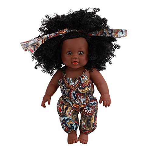 Qsvbeeqj Wiedergeborenes Schwarzes Baby Für Mädchen 30 5 cm Afro Haar Ganzkörper Künstliche Handarbeit Für Kinder Mit Modischem Kleid von Qsvbeeqj