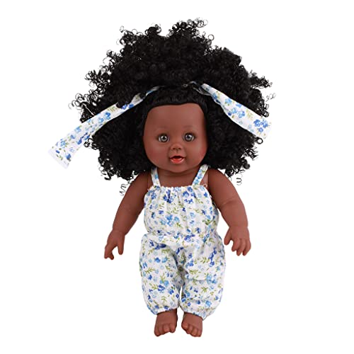 Qsvbeeqj Wiedergeborenes Schwarzes Baby Für Mädchen 30 5 cm Afro Haar Ganzkörper Künstliche Handarbeit Für Kinder Mit Modischem Kleid von Qsvbeeqj