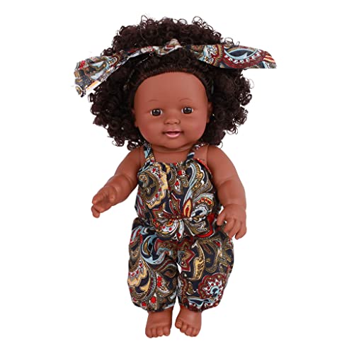 Qsvbeeqj Wiedergeborenes Schwarzes Baby Für Mädchen 30 5 cm Afro Haar Ganzkörper Künstliche Handarbeit Für Kinder Mit Modischem Kleid von Qsvbeeqj