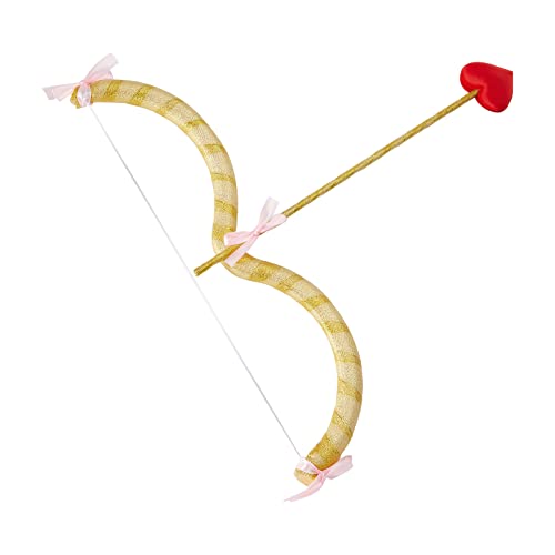 Qtinghua Amor Bogen und Pfeil Set Valentinstag Amor Kostüm Rote Schleife & Pfeil Set für Erwachsene und Jugendliche Foto-Requisiten (Gold, Einheitsgröße) von Qtinghua