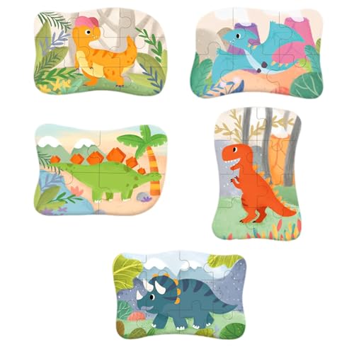 5 Blätter Kinderpuzzle Dinosaurier Spielzeug Puzzle Spielzeugpuzzle Jigsaw Puzzles Set Kinderpuzzle buntes Puzzle Vorschule Lernspielzeug Puzzle Geschenke Spielzeugpuzzle für Kinder ab 2 8 Jahren von QttvbTna