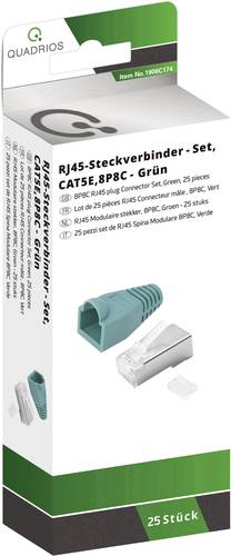 Quadrios RJ-45 Steckverbinder Set-CAT 5e 1906C174 Stecker, gerade Polzahl Sensoren 8P8C Grün 25St. von Quadrios