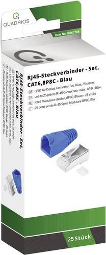 Quadrios RJ-45 Steckverbinder Set-CAT 6 1906C168 Stecker, gerade Polzahl Sensoren 8P8C Blau 25St. von Quadrios