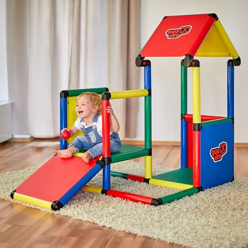 Quadro Adventure Baukasten – Modularer Kletterbaukasten für Kleinkinder, 26 Aufbauvarianten, Ab 6 Monaten, Indoor & Outdoor, TÜV-Zertifiziert, Mit Lerntisch & Rutsche Classic von Quadro