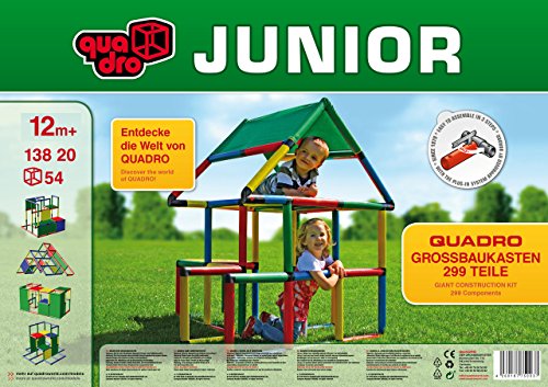 Quadro Junior Baukasten – Modularer Kletter- und Spielbaukasten für Kinder, 58 Modelle, Ab 2 Jahren, Indoor & Outdoor, 299 Teile, TÜV-Zertifiziert von Quadro