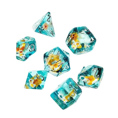 Christmas Themed Dice, Small Dice Set, Set of 7 Resin Dice, Decorative Games Dice, Fantasy Role-Playing Game Dice, Unique Mushroom Dice Polyhedral Dice for Fun Games von Quaeetyu