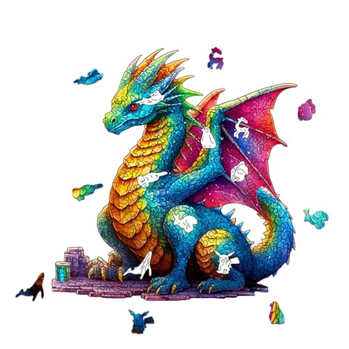 Drachen-Holzpuzzle, 3D-Puzzles, Motorik-Lernspielzeug Aus Holz, Denksportaufgaben Mit Drachenmuster, Lernspielzeug Für Kinder, Jungen, Mädchen Und Erwachsene, Familie Und Freund von Quaeetyu