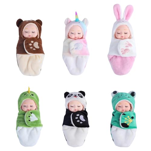 Quaeetyu 6-Inch Poseable Doll Toys, Cute Baby Dolls, Soft-Body Baby Dolls, Realistic Reborn Kid Dolls, Collectible Reborn Dolls, Sleeping Doll Toy, Full-Body Vinyl Dolls for Kids von Quaeetyu