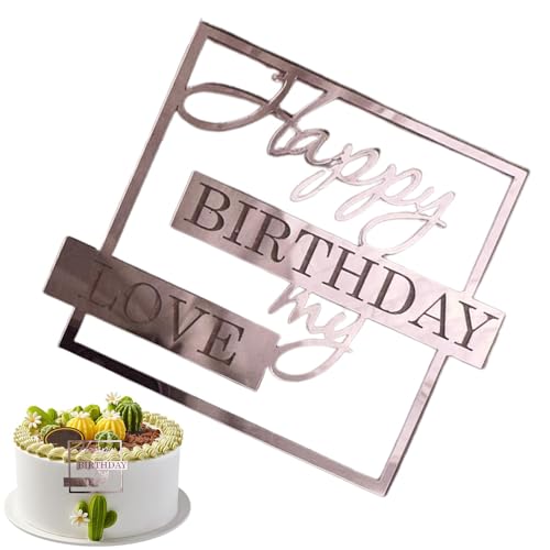 Quaeetyu Cake Topper,Happy Birthday My Love Cake Topper | My Love Geburtstagsparty-Kuchendekorationszubehör,Einzigartiger Acryl-Einsatz, My Love -Dekoration für Ehefrau, Ehemann, Kinder, Eltern, von Quaeetyu