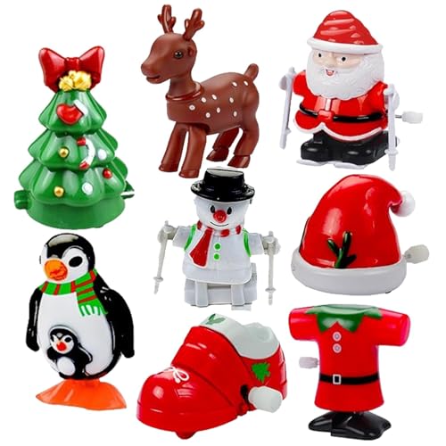 Quaeetyu Christmas Wind-Up Toys Collection | Wind-Up Toys Set of 8 - Portable Christmas Wind-Up Toys for Kids, Party Favors for Boys and Girls, Assorted Hand Clockwork Toys for Fun and Learning von Quaeetyu