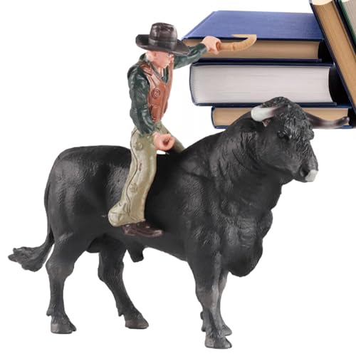 Quaeetyu Cowboy-Reitbull-Figur | Simulierte spanische Stierkämpfer-Rinderfiguren | Rodeoes Actionfigur für Sammelfiguren für Kinder, Mädchen im Alter von 3–5 und 6–12 Jahren von Quaeetyu