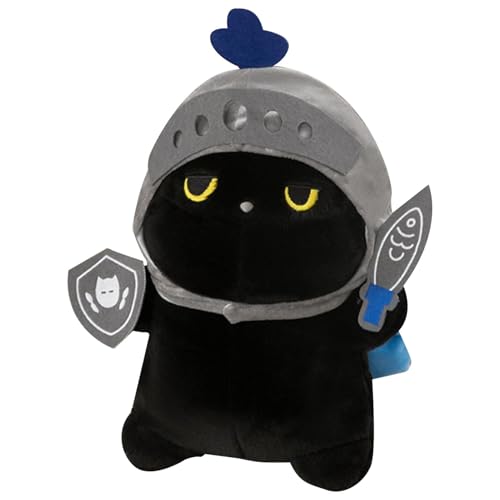 Quaeetyu Cute Black Cat Knight Plush Doll | Adorable Stuffed Animal for Kids | Collectible Cat Plush Toy for Cat Lovers | Soft and Cuddly Black Cat Stuffed Animal for Playtime and Decor von Quaeetyu