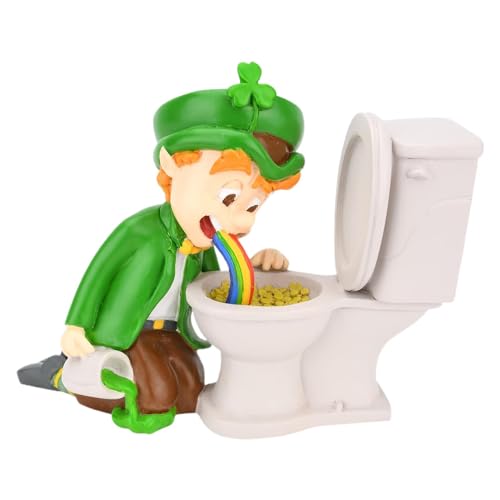 Quaeetyu Elfen Deko Figur | St. Patrick's Day Kobold | Tree Buddees Topf voller Gold | Pot of Gold Toiletten-Kobold-Skulptur, geeignet für TV-Schrank, Vitrine, Schreibtisch, Kamindekoration von Quaeetyu