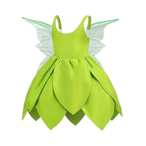 Quaeetyu Princess Wing Dress, Dress Up Fairy Set, Costume Party Attire, Fairy Princess Outfit, Girls Halloween Outfit, Halloween Gathering Costume 90cm to 110cm for Girls, Green von Quaeetyu