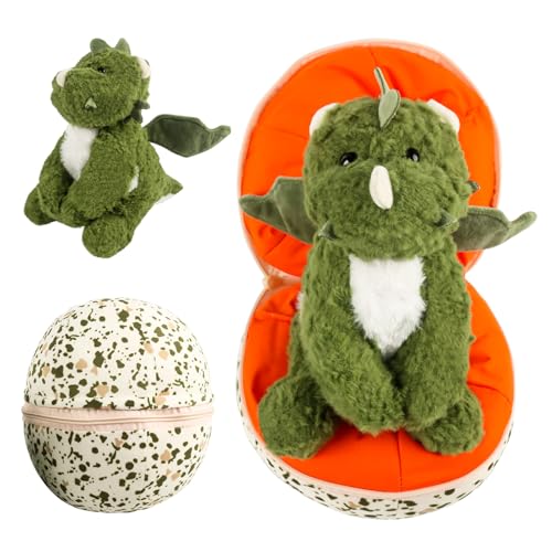 Quahzify Dinosaurier Kuscheltier Plüsch, Dino Kuscheltier für Kinder, Kuscheltier Dino Im Ei Weich Für Jungen Mädchen, Plüsch Dinosaurier Mit Egg, Ostern Plüschpuppe Geburtstag Geschenke von Quahzify