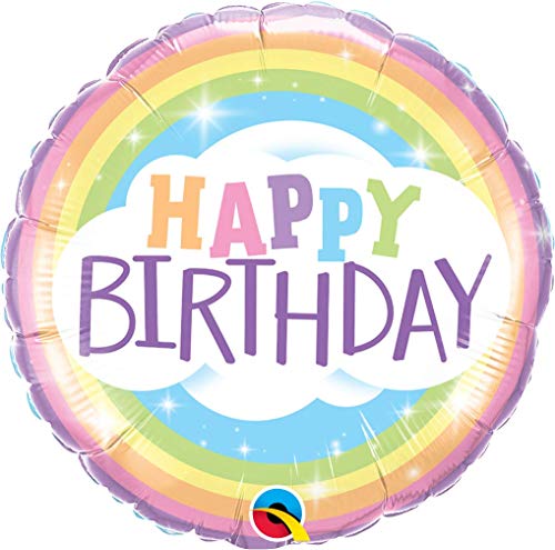 Folienballon Geburtstagsballon 18 Zoll - Regenbogen-Design “Happy Birthday”, langlebiger Luftballon für besondere Anlässe WIEDERVERWENDBAR made in USA (Happy Birthday Regenbogen) von Qualatex