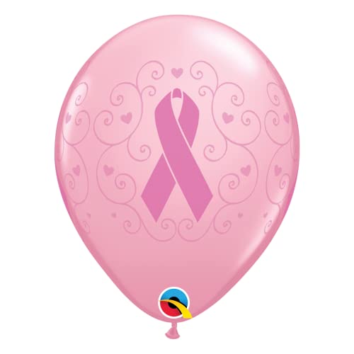 Qualatex Brustkrebs-Latexballons 27,9 cm Helium-Luftfüllung 6 Stück Brustkrebs-Bewusstseinsband Partydekorationen Feier von Qualatex