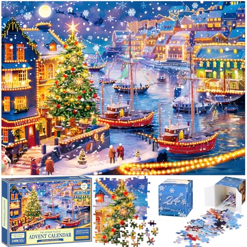 Quanquer Puzzle Adventskalender 2025, Weihnachts Jigsaw mit 24 Tagen 1008 Teile für Erwachsene Kinder Jungen Mädchen Weihnachts-Countdown-Kalender 70x50cm Quanquer Puzzle Adventskalender 2025, Weihnachts Jigsaw mit 24 Tagen 1008 Teile für Erwachsene Kinder Jungen Mädchen Weihnachts-Countdown-Kalender 70x50cm von Quanquer