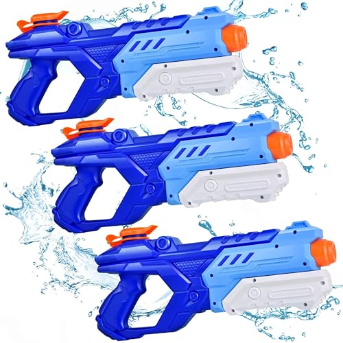 Quanquer Wasserpistole für Kinder - 3 Stücke Wasserspritzpistole 600ML mit 9 Meter großer Reichweite Super WasserBlaster Soaker Sommer Schwimmbad Strand Pool Outdoor Wasser Kampf Spielzeug Erwachsene von Quanquer