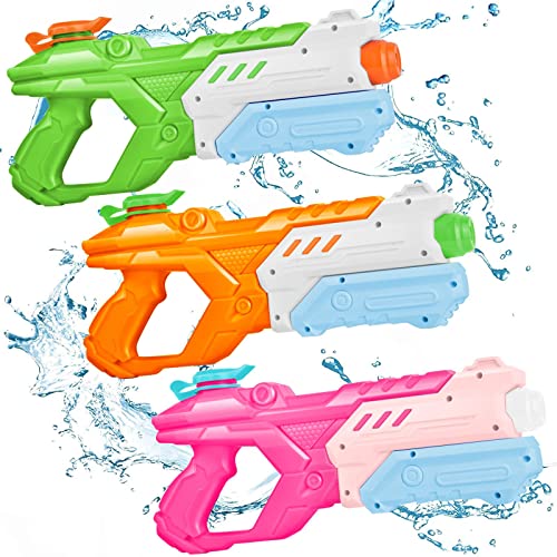 Quanquer Wasserpistole für Kinder - 3 Stücke Wasserspritzpistole 600ML mit 10 Meter großer Reichweite Super WasserBlaster Soaker Sommer Schwimmbad Strand Pool Outdoor Wasser Kampf Spielzeug Erwachsene von Quanquer