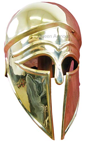 Queen Armour Mittelalterlicher massiver Messing korinthischer Helm Messing römischer Spartan One Size Golden von Queen Armour