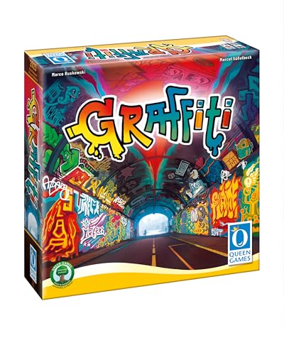 Queen Games Graffiti - Brettspiele Spaß ab 14 Jahren für 2-6 Spieler, Einfaches, spaßiges Familienspiel, Gesellschaftsspiele für Erwachsene & Jugendliche von Queen Games