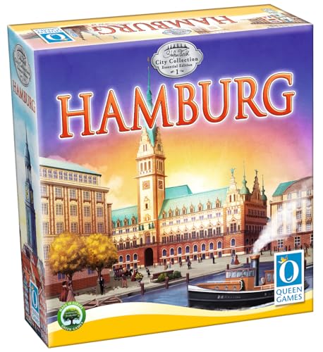 Stefan Feld City Collection: Hamburg Essential – Strategiespiel | Brettspiel für 1–4 Spieler | 60–90 Min. | Neuauflage des Klassikers „Bruges“ von Queen Games