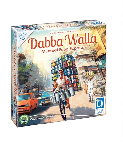 Queen Games Dabba Walla Mumbai Food Express - Brettspiele Spaß ab 8 Jahren für 2-4 Spieler, Familienspiel, Gesellschaftsspiele für Erwachsene & Kinder von Queen Games