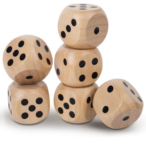 6 Stück Spielwürfel,Natur Holz Dice Würfel Holz Großer 6 Seitige Würfel Großer Würfel Würfelpunkte aus Holz Holzwürfel Groß holzwürfel Würfelbecher für Brettspiele Zuhause Partyspiel Kartenspiel(30mm) von Queerelele