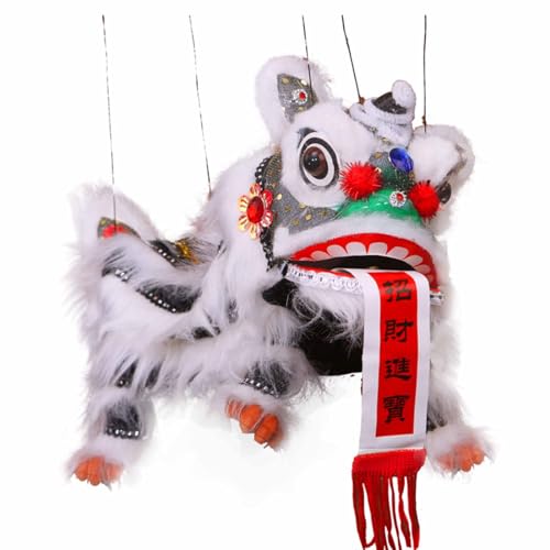 Marionette Löwentanz Dekoration Ornament Handpuppe mit Stange Chinesisches Neujahr Spielzeug Geschenke(Grey) von Quepiem