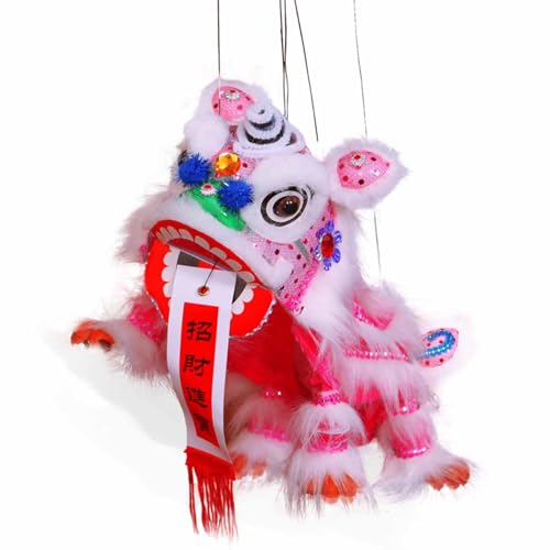 Marionette Löwentanz Dekoration Ornament Handpuppe mit Stange Chinesisches Neujahr Spielzeug Geschenke(Pink) von Quepiem