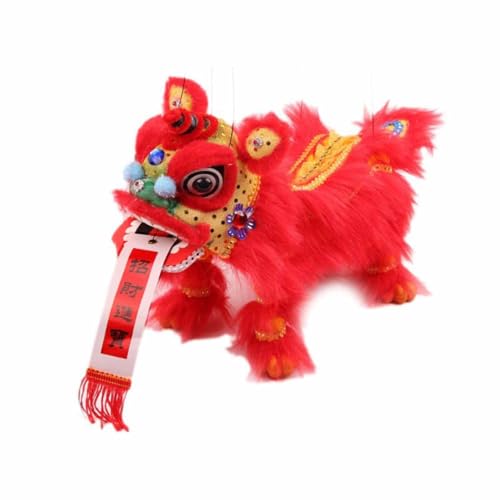 Marionette Löwentanz Dekoration Ornament Handpuppe mit Stange Chinesisches Neujahr Spielzeug Geschenke(Red) von Quepiem