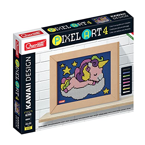 QUERCETTI 0795 Quercetti-0795 Pixel Art Kawaii Design Einhorn Steckspiel, Multicolor von Quercetti