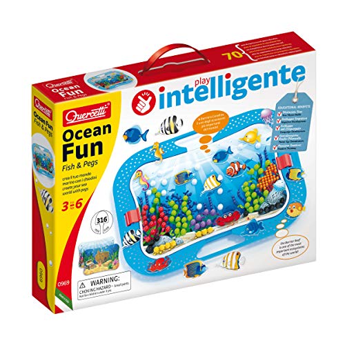 Quercetti 0969 Quercetti-0969 Ocean Fun Fish & Pegs-Kids' Mosaic Kits STEAM Toy von Quercetti