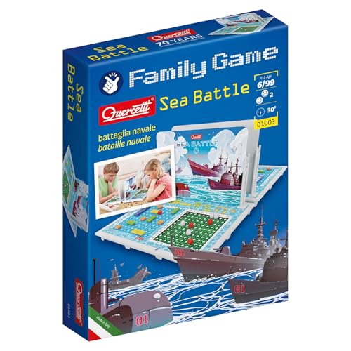 Quercetti Sea Battle Strategiespiel - Zwei Spieler Kampf Kopf an Kopf mit Abziehung und Logik zum Sinken von Schiffen, für Kinder ab 6 Jahren von Quercetti