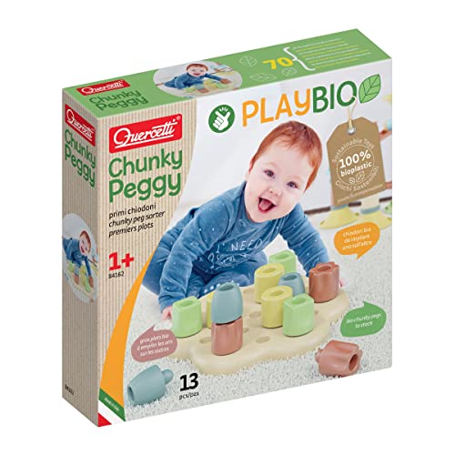 Quercetti Chunky Peggy Play Bio, Lernspielzeug ab 1 Jahr mit großen Steckbausteinen, farbenfrohem Steckspiel für Kinder, Montessori Spielzeug 2 Jahre, Baby Spielzeug zur Förderung der Feinmotorik Quercetti Chunky Peggy Play Bio, Lernspielzeug ab 1 Jahr mit großen Steckbausteinen, farbenfrohem Steckspiel für Kinder, Montessori Spielzeug 2 Jahre, Baby Spielzeug zur Förderung der Feinmotorik von Quercetti