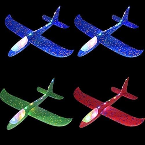 Queta Leuchtende Segelflugzeug Kinder Styroporflieger Flugzeuge Styropor, 48cm groß Manuelles Werfen Flugzeug Spielzeug für Kinder Jungen Mädchen Outdoor-Spielzeug, 4 Packs (Typ2) von Queta