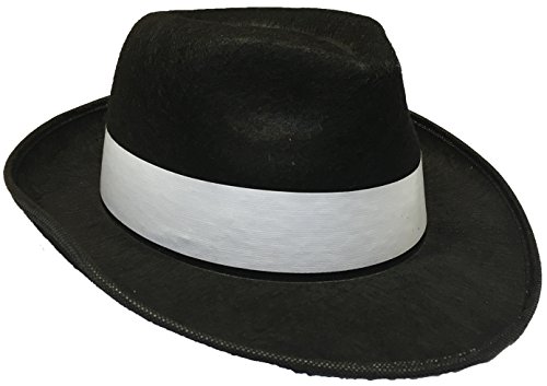 Adults Gangster Hat Black with White Band Mafia Fancy Dress Costume Accessory von Quickdraw