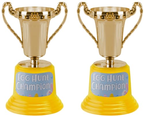 Champion-Trophäe für Ostereiersuche, 13 cm, Kunststoff, für Kinder, Teilnahme, Belohnungstrophäen (2 x Trophäen) von Quickdraw