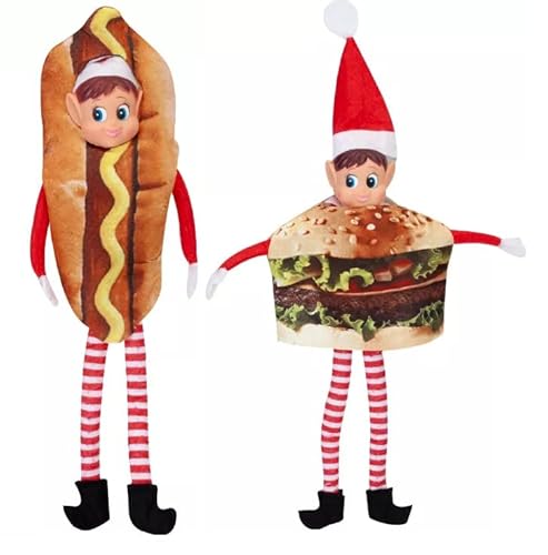 Naughty Christmas Elf Costumes - Hotdog & Hamburger Outfits - Kleidung für freche schlecht benehmte Elfen Festliche Figuren Oufit - 2 Stück von Quickdraw