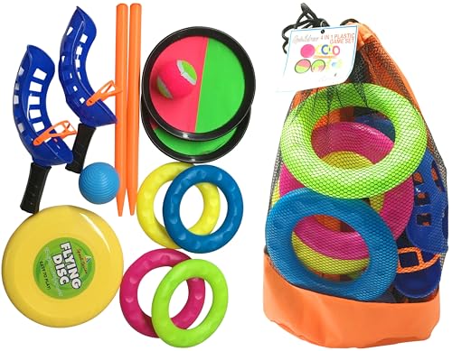 Quickdraw 4 in 1 Kinder Garten & Strand Spiele Set Enthält Frisbee, Fang Ball Set und Pelota Außen- Familie Lustig von Quickdraw