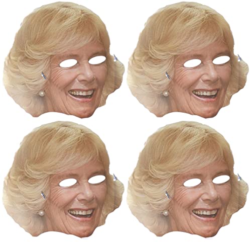 Quickdraw 4 x Queen Consort Camilla Gesichtsmasken Könige Krönung Straße Party Kostüm Karton Maske von Quickdraw