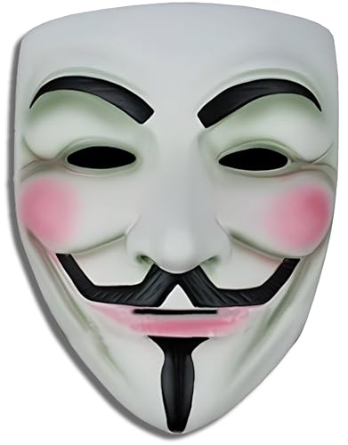 Quickdraw Anonymous Vendetta Gesichtsmaske Guy Fawkes Hidden Identity Hacker Fancy Dress Masks Gold Schwarz Silber (Weiß) von Quickdraw