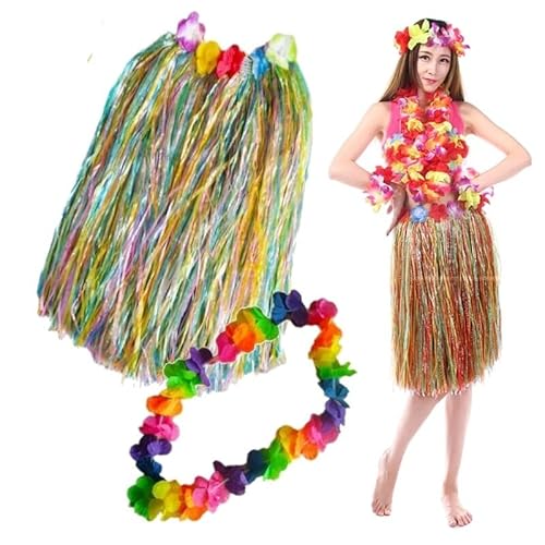 Quickdraw Lei Hula-Grasrock mit Blumengirlande, für Erwachsene, Sommerparty, Hawaii-Kostüm, Outfit, 60 cm von Quickdraw