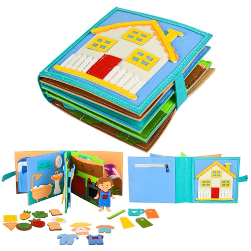 Quiet Book 2 Jahre | Bush Board für Kleinkinder | Montessori Spielzeug ab 1 Jahre für Motorik Baby | Sensorik Spielzeug ab 1-6 Jahr Geschenk für Mädchen Jungen von Quiet Book