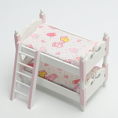 Quintrost Miniatur Baby Puppenbett Ornamente, 1:12 Puppenhaus Dekoration Etagenbett Möbel Set, Simulierter Bett Holz Mini Ornament Modell, Spielzeug Puppenmöbel Zubehör Deko Quintrost Miniatur Baby Puppenbett Ornamente, 1:12 Puppenhaus Dekoration Etagenbett Möbel Set, Simulierter Bett Holz Mini Ornament Modell, Spielzeug Puppenmöbel Zubehör Deko von Quintrost