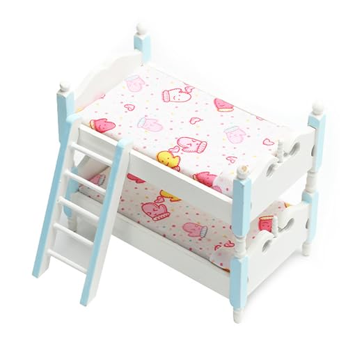 Quintrost Miniatur Baby Puppenbett Ornamente, 1:12 Puppenhaus Dekoration Etagenbett Möbel Set, Simulierter Bett Holz Mini Ornament Modell, Spielzeug Puppenmöbel Zubehör Deko Quintrost Miniatur Baby Puppenbett Ornamente, 1:12 Puppenhaus Dekoration Etagenbett Möbel Set, Simulierter Bett Holz Mini Ornament Modell, Spielzeug Puppenmöbel Zubehör Deko von Quintrost