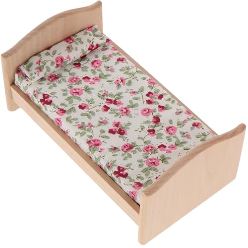 Quintrost Miniatur Puppenhaus Bett Baby Puppenbett Ornamente, 1:12 Puppenhausbett Dekoration Möbel Set, Simulierter Bett Holz Mini Ornament Modell, Spielzeug Puppenmöbel Zubehör Deko Quintrost Miniatur Puppenhaus Bett Baby Puppenbett Ornamente, 1:12 Puppenhausbett Dekoration Möbel Set, Simulierter Bett Holz Mini Ornament Modell, Spielzeug Puppenmöbel Zubehör Deko von Quintrost