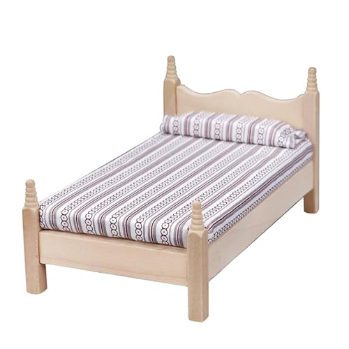 Quintrost Miniatur Puppenhaus Bett Baby Puppenbett Ornamente, 1:12 Puppenhausbett Dekoration Möbel Set, Simulierter Bett Holz Mini Ornament Modell, Spielzeug Puppenmöbel Zubehör Deko Quintrost Miniatur Puppenhaus Bett Baby Puppenbett Ornamente, 1:12 Puppenhausbett Dekoration Möbel Set, Simulierter Bett Holz Mini Ornament Modell, Spielzeug Puppenmöbel Zubehör Deko von Quintrost